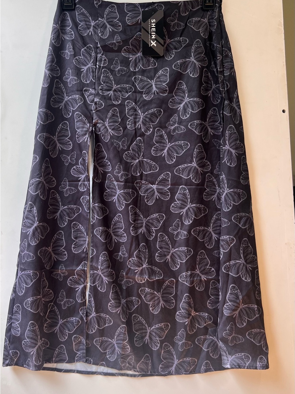 SHEIN NWTBlack Skirt with White Butterfly Outline Print